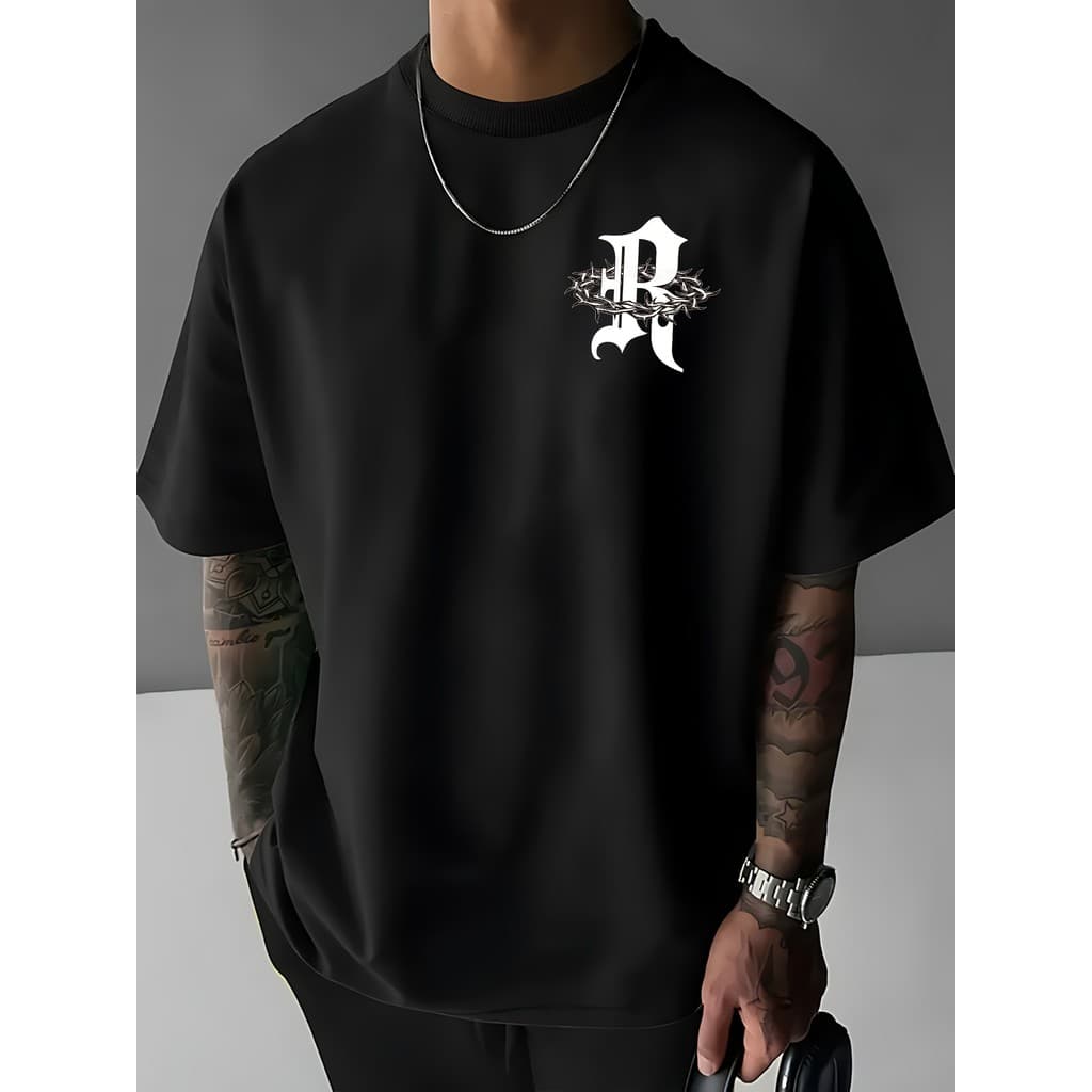 Camiseta Masculina Streetwear Algodão Premium Casual  Camisa Estampa Rose Thorn
