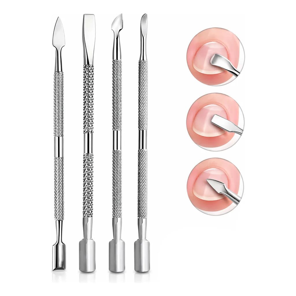 Kit 4 Espátulas Inox Profissional Manicure Pedicure Mão Pé Unhas Podologia