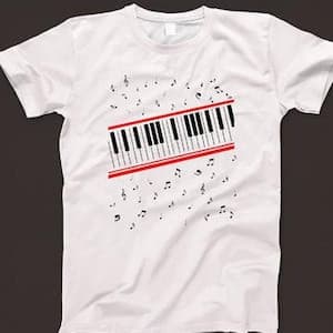 Camiseta Masculina Feminina Oversized Estampa Teclado Musical Notas Musicais T-shirt Streetwear