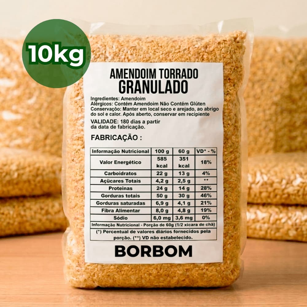 10Kg Amendoim Triturado Torrado Natural Sem Sal