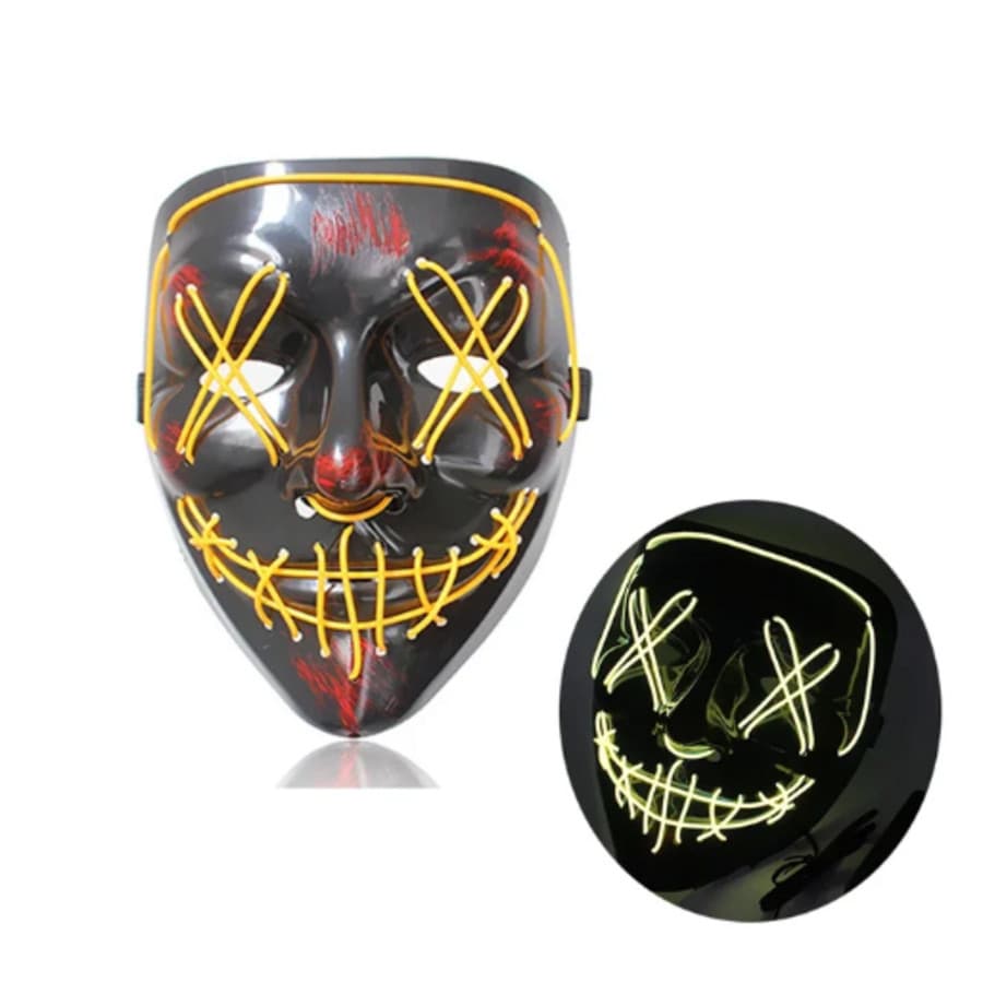 Máscara Led Neon The Purge Festa Halloween Com Controlador