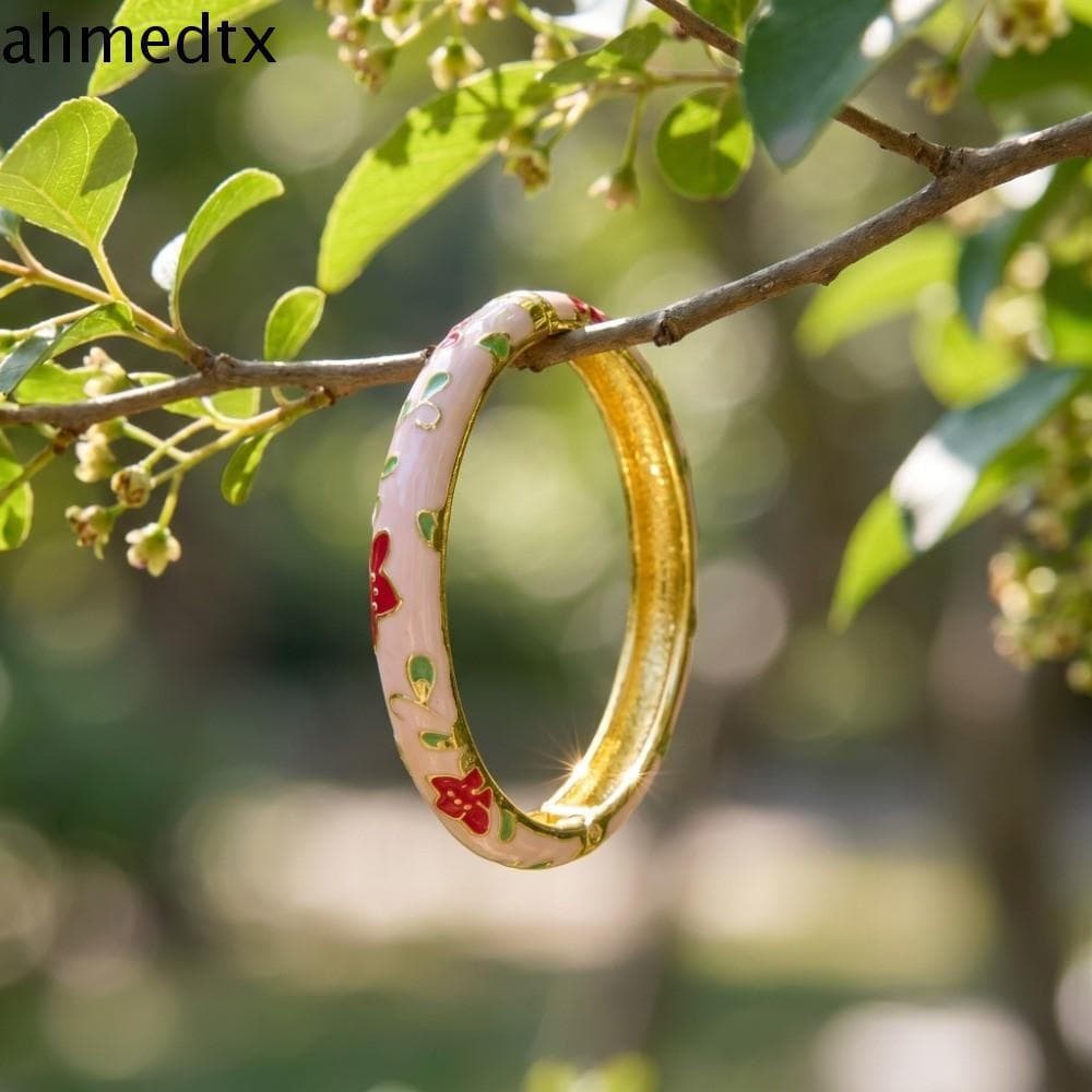 Pulseira De Flor Chinesa AHMEDTXB , Peônia Com Folha Tradicional Vintage Cloisonne , Colorida