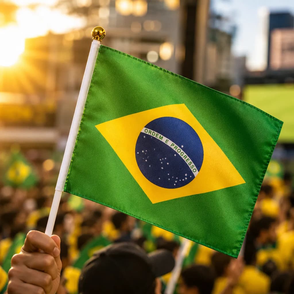 Kit Bandeirinhas do Brasil de Mão para Copa, Eleição e Torcida