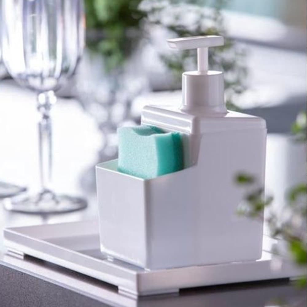 Porta Sabonete Líquido e Escova de Dente Dispenser Detergente Esponja Plástico 570ml Paramount