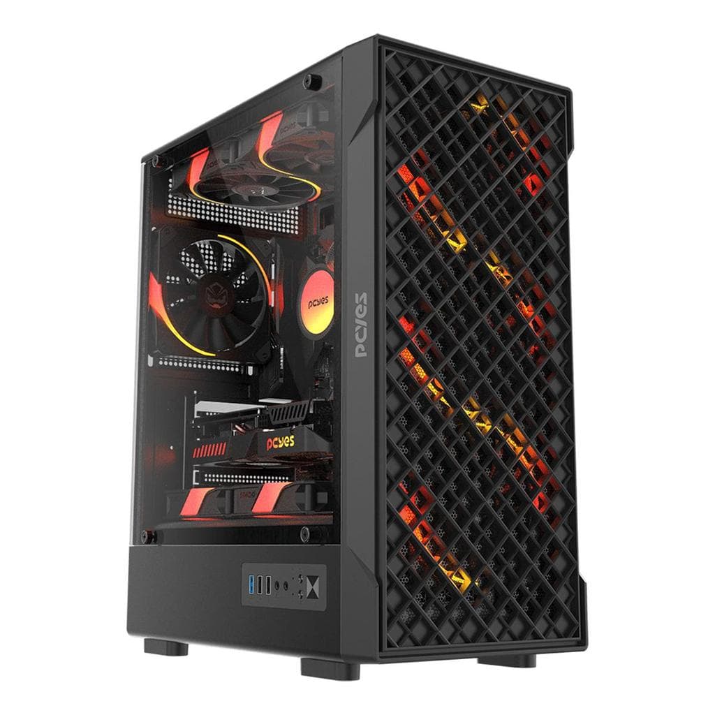 Gabinete Gamer Mid Tower com Vidro Lateral Preto Pcyes Velyr Black Vulcan - Gvlybv