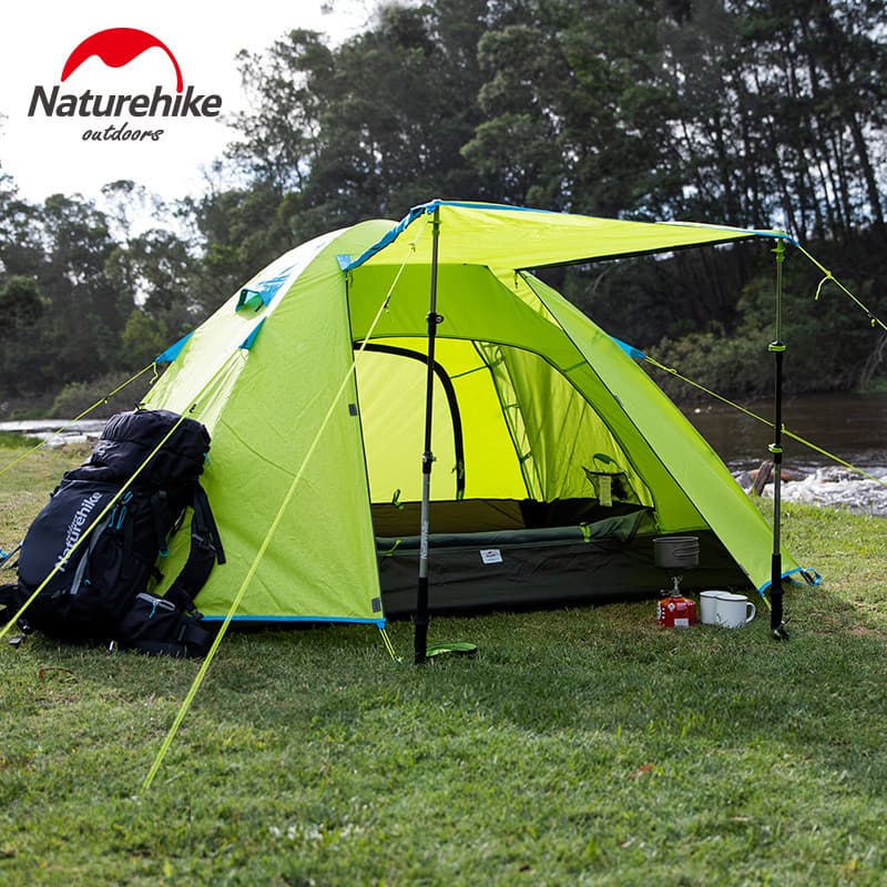 Naturehike barraca de acampamento norueguês, camada dupla, acampamento ao ar livre, espessada, à prova de chuva, 3-4 pes