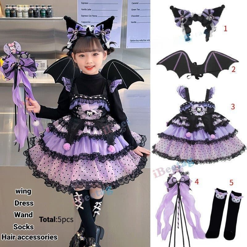 Sanrio Kuromi Lolita vestido de princesa fantasia de festa de Halloween fantasia Cosplay fantasia de presente de anivers