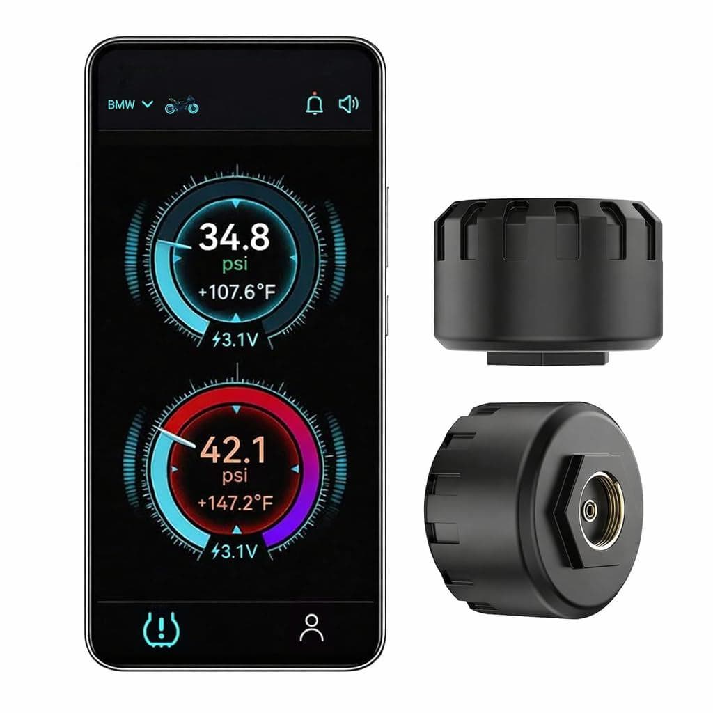 Sistema de Monitoramento de Pressão de Pneus para Motocicletas, TPMS Bluetooth para Motocicletas – Monitor de Pressão e