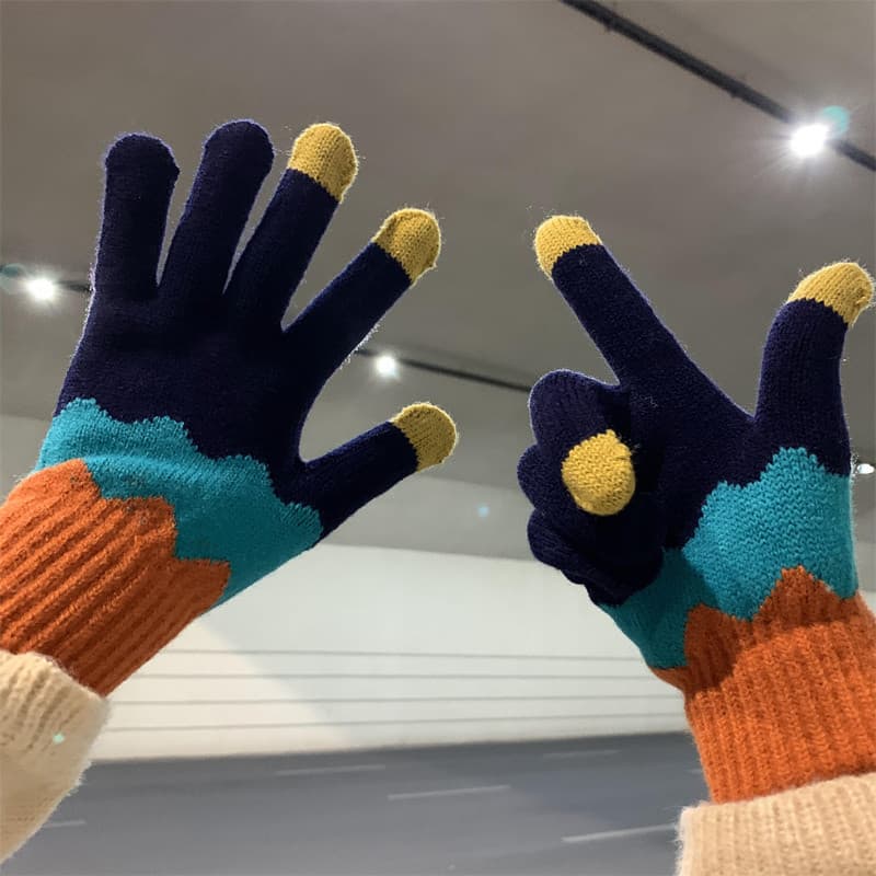 Luvas coreanas femininas inverno bonito ciclismo equitação masculino à prova de frio calor forro de lã engrossado tela s