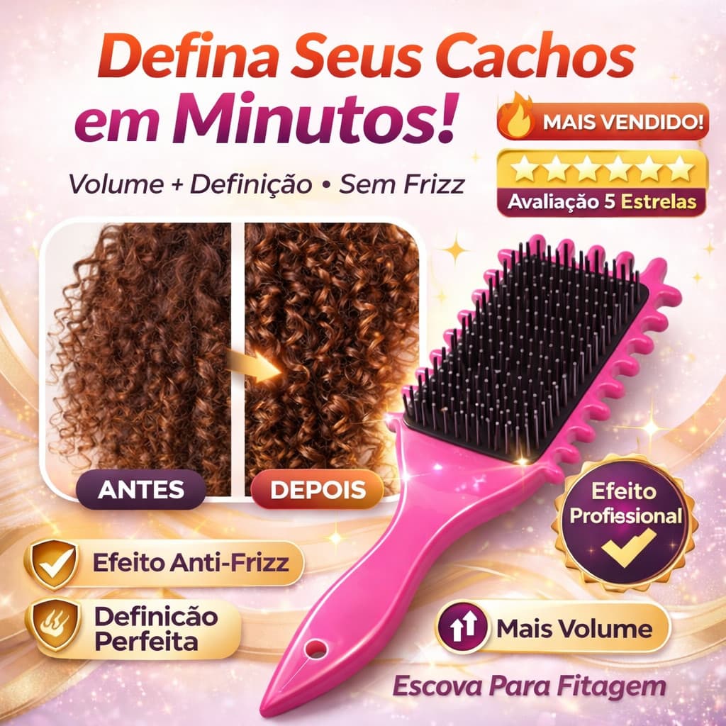 Escova de Fitagem Profissional para Cachos Perfeitos Anti Frizz, Definição Intensa