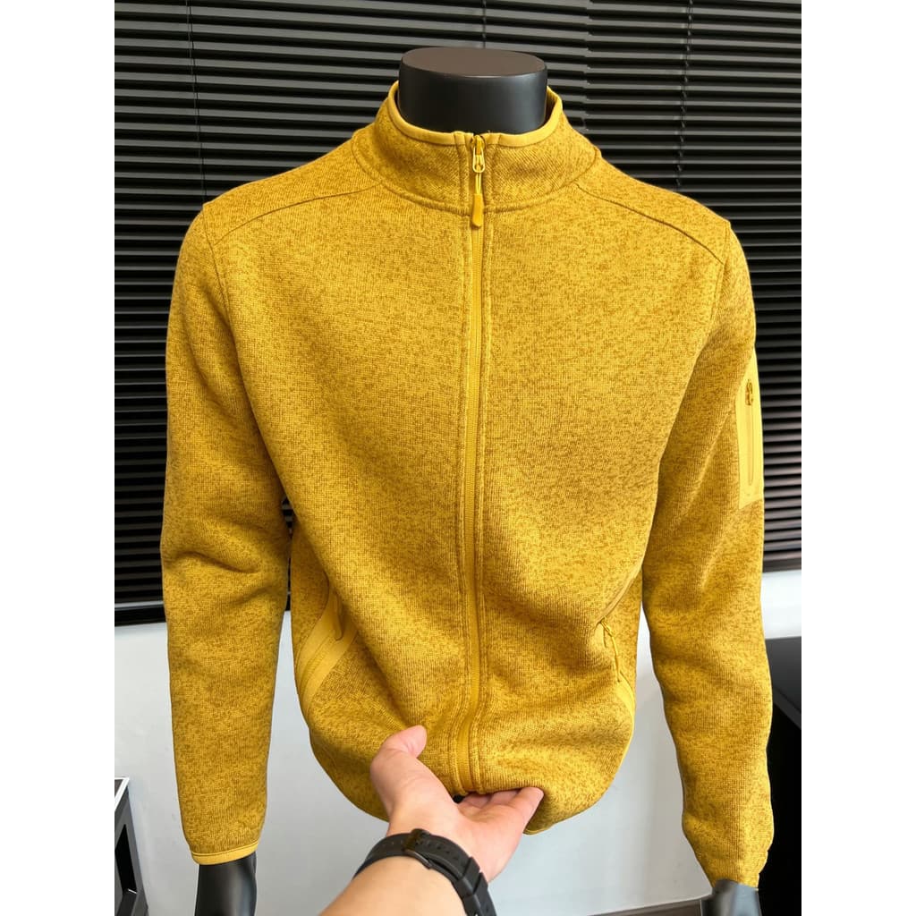 Gola jaqueta de lã esportes ao ar livre caminhadas jaqueta forro cleanfit Cardigan jaqueta de malha das mulheres dos hom