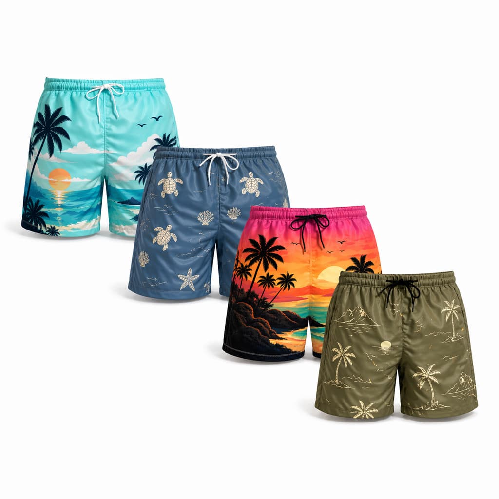 Kit 4 Short Masculino Estampado Leve Confortável Secagem Rápida Ideal Para Verão