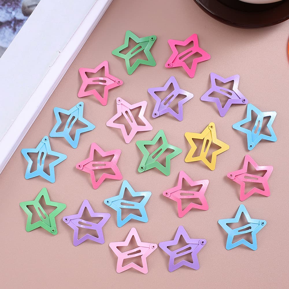 20 Presilhas de Cabelo em Forma de Estrela – Presilhas de Borboleta e Fivelas para Uso Diário Infantil
