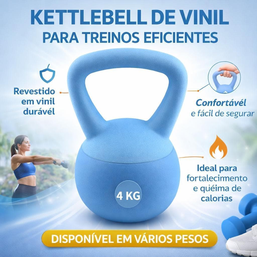 Kettlebell 4-12KG  Halteres para Yoga e Definição Corporal – Kettlebell Revestido em PVC