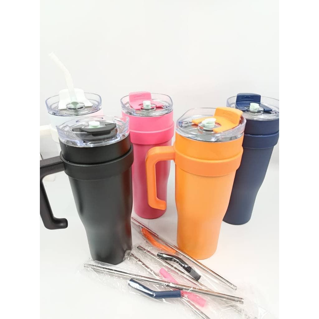 Copo Garrafa Térmica Inox 1200 ML Com Tampa e Canudo