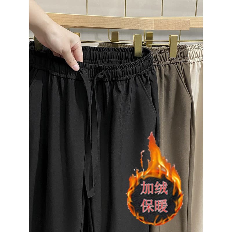 2025 calças casuais soltas masculinas calças retas estilo preguiçoso High-End forro de lã engrossado drape sentimento dr