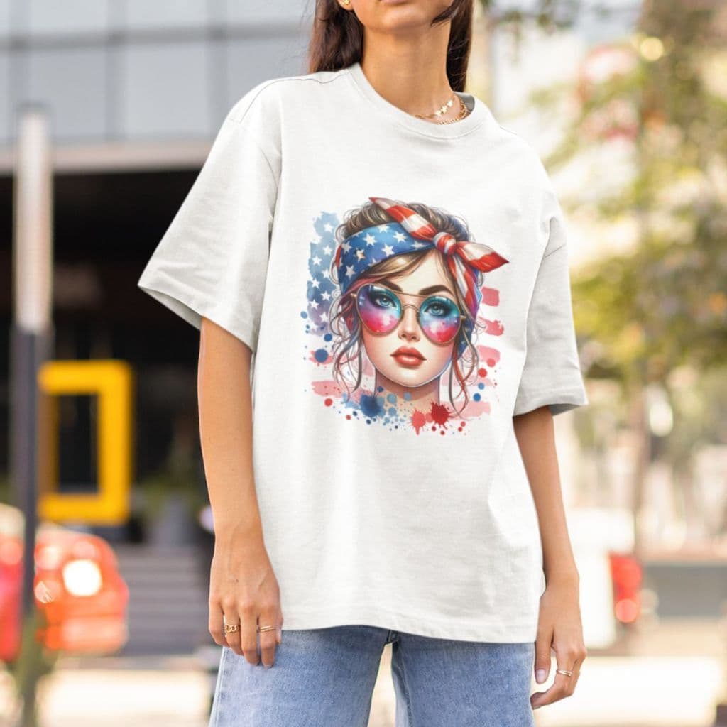 Camiseta Feminina Mulher Americana USA Bandeira Estados Unidos EUA Patriota 100% Algodão Premium