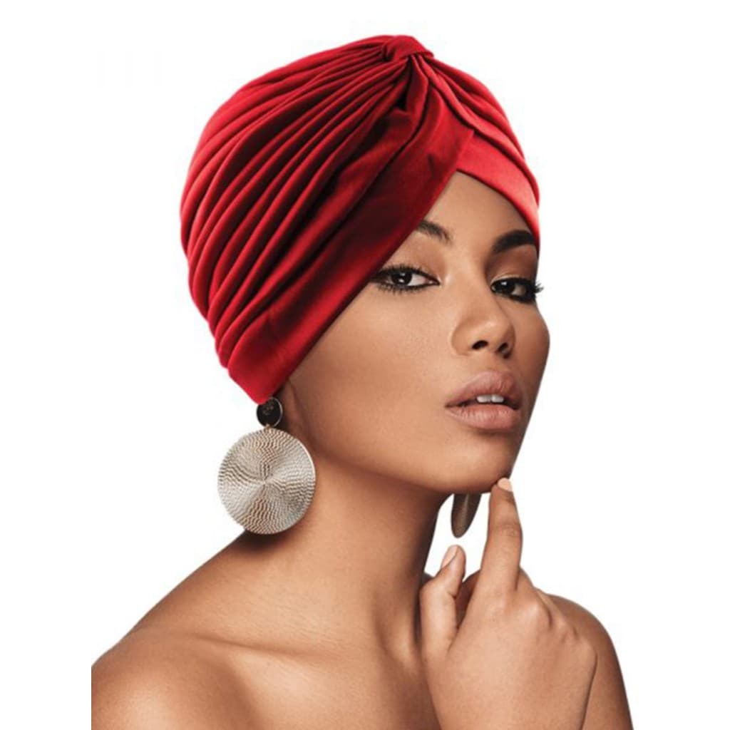 Chapéu Baotou vermelho feminino outono plissado chapéu indiano moda Bandana chapéu dobrável respirável desempenho chapéu