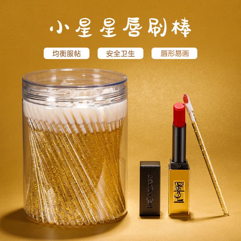 100 haste de cristal descartável escova labial vara portátil batom esmalte escova reunindo cabelo macio maquiagem lábio