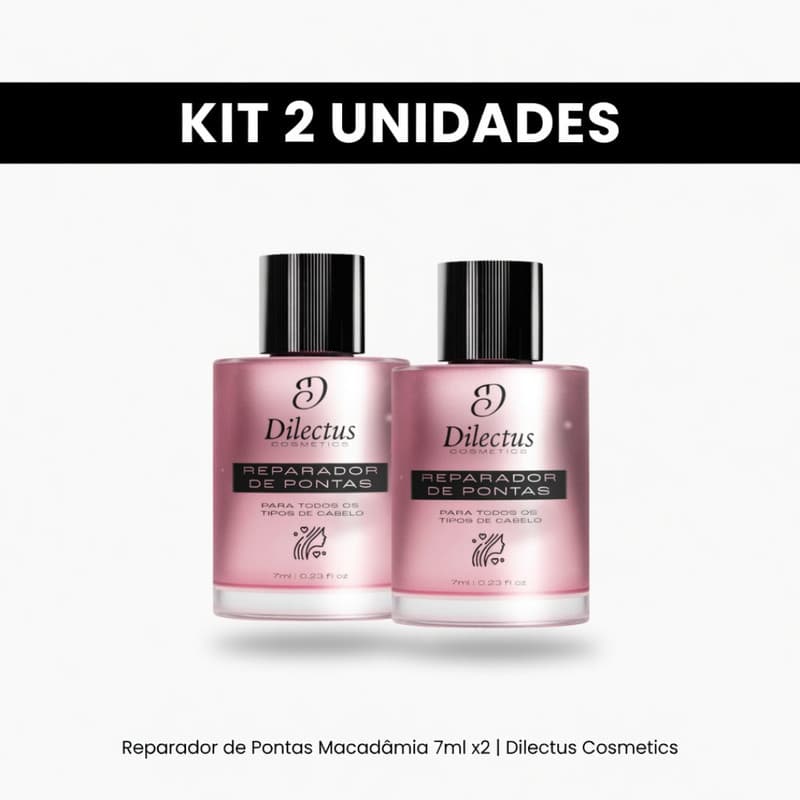 ✨ Kit 2 Unidades Reparador de Pontas Macadâmia Dilectus 7ml | Sela Pontas Duplas, Anti-Frizz, Brilho