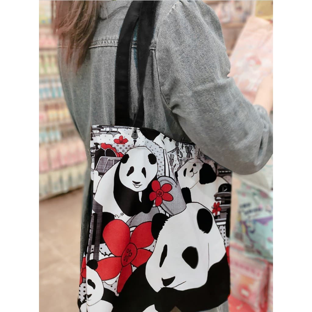 Chengdu Base mercadoria Panda flor bolsa de lona bonito impresso bolsa simples Cultural criativo lembrança