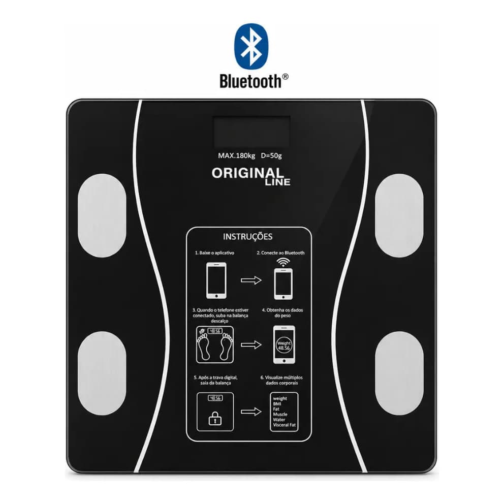 Balança Digital Corporal Bioimpedância Bluetooth App