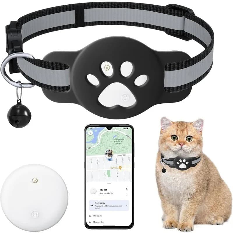 Rastreador De Localização Para Gatos (iOS e Android) Com Coleira, À Prova D'água , Sem Taxa Mensal