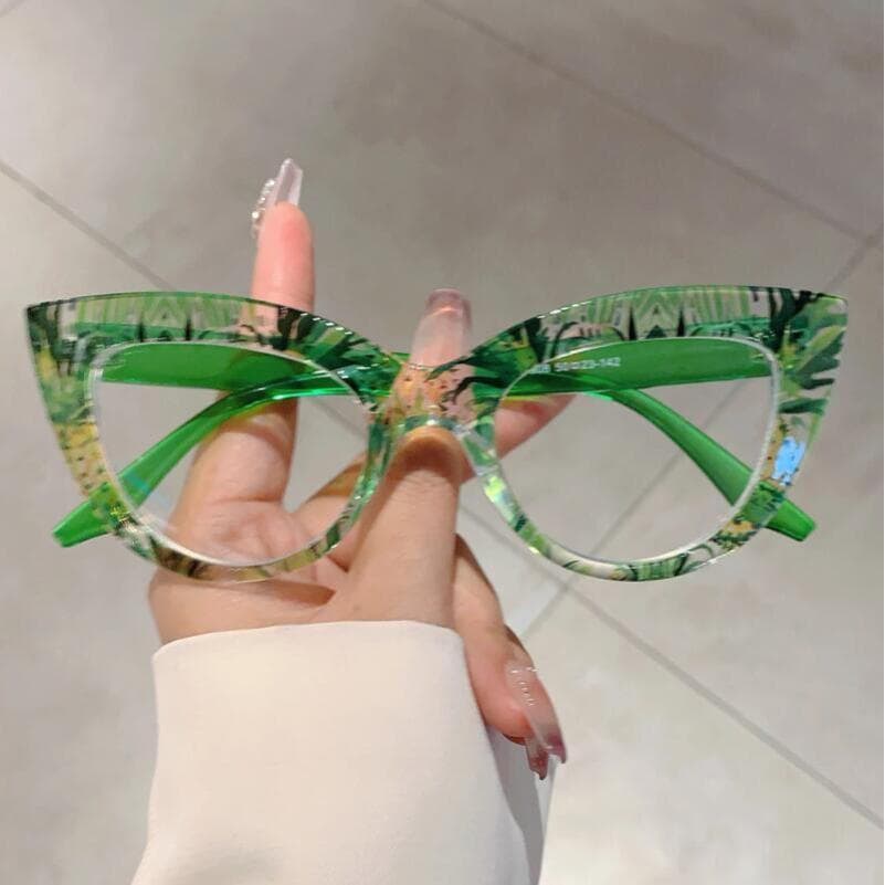 Óculos Azuis Com Decoração Floral , Tendências De Olho De Gato , Armação , Fotográficos Para Mulheres , Moda