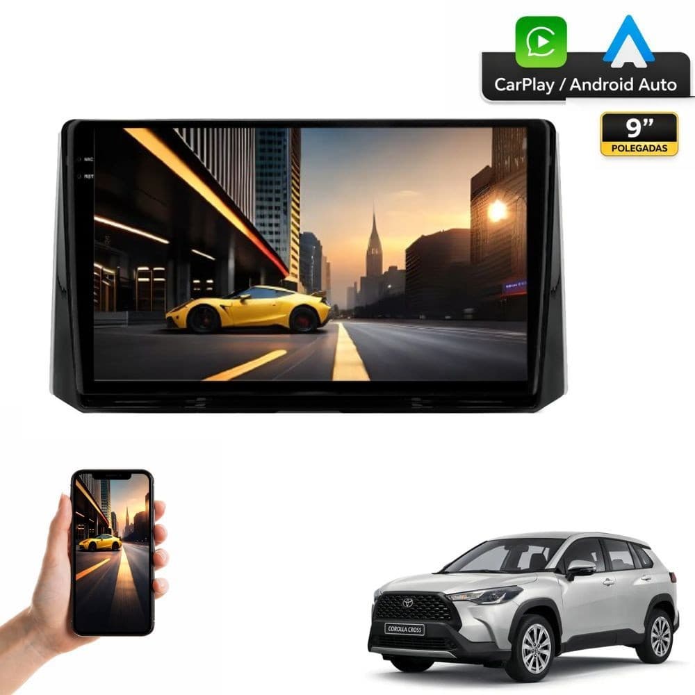 Kit Multimídia 9P Carplay Android Octacore 64Gb Corolla 2020