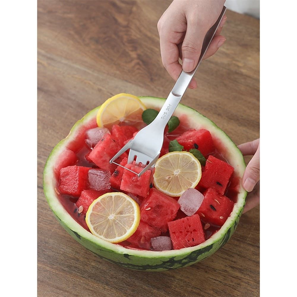 Escavação colher de melancia 304 aço inoxidável comer frutas carne corte cubo ferramenta útil melancia aberta especial d