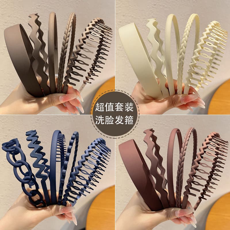 Laço de cabelo feminino lavagem facial antiderrapante com dente quebrado pressão de cabelo bandana franja máscara acessó