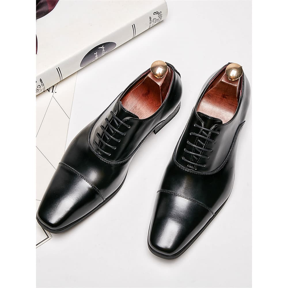 Estilo japonês respirável estilo britânico negócios Formal sapatos de couro masculino pequeno dedo do pé quadrado rendas