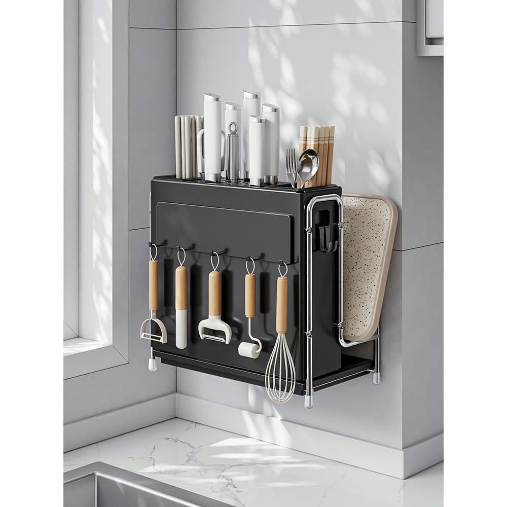 Rack de faca Rack de parede sem perfuração Suprimentos de cozinha Pauzinhos multifuncionais Colher Tábua de corte Tábua