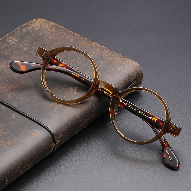 Nova Armação de Óculos 2025, Qualidade Vintage, Fibra de Acetato, Redonda, Estilo Japonês, Modelo de Designer para Homen