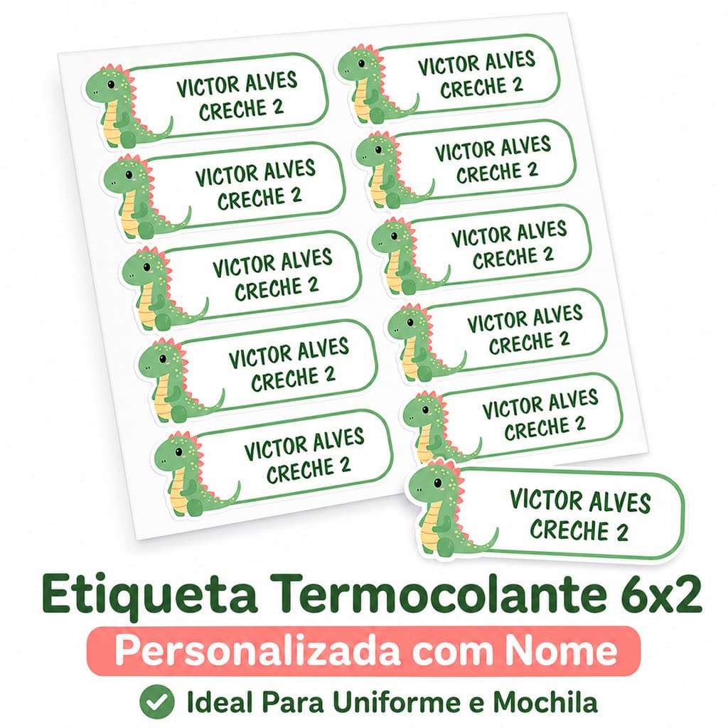 Etiqueta Termocolante Personalizada 6x2 Para Uniforme Escolar e Mochila