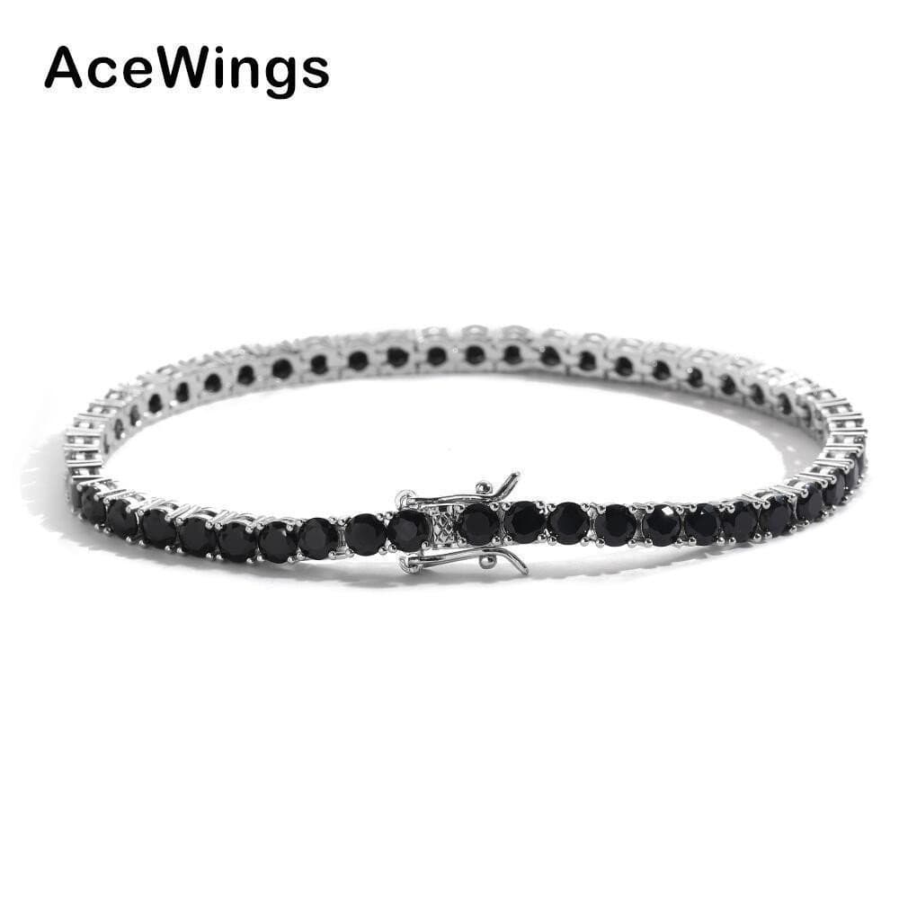 Pulseira Riviera 4 Pontos 3mm/4mm/5mm Zircônia Preta Estilo Tênis RS009