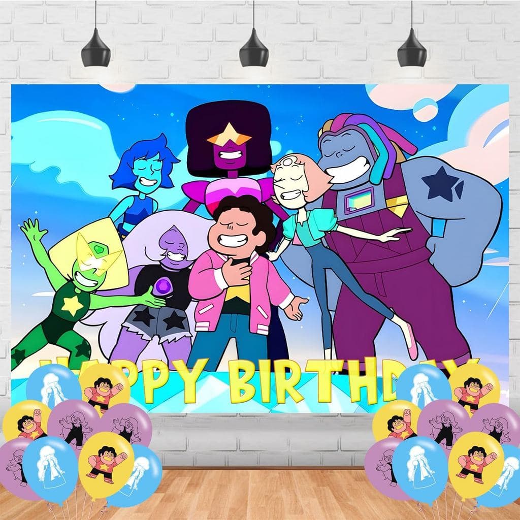 Suprimentos para Festa de Aniversário de Steven Universe, Painel de Fundo 5x3, Fundo Fotográfico de Aniversário com Tema