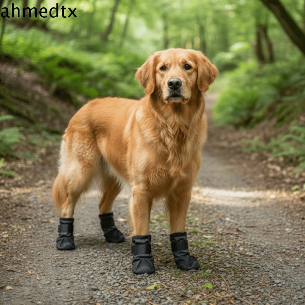 AHMEDTXB 4 Unidades/Conjunto Botas Impermeáveis Para Cães , Sapatos Antiderrapantes Ajustáveis De Cano Alto De Chuva Res
