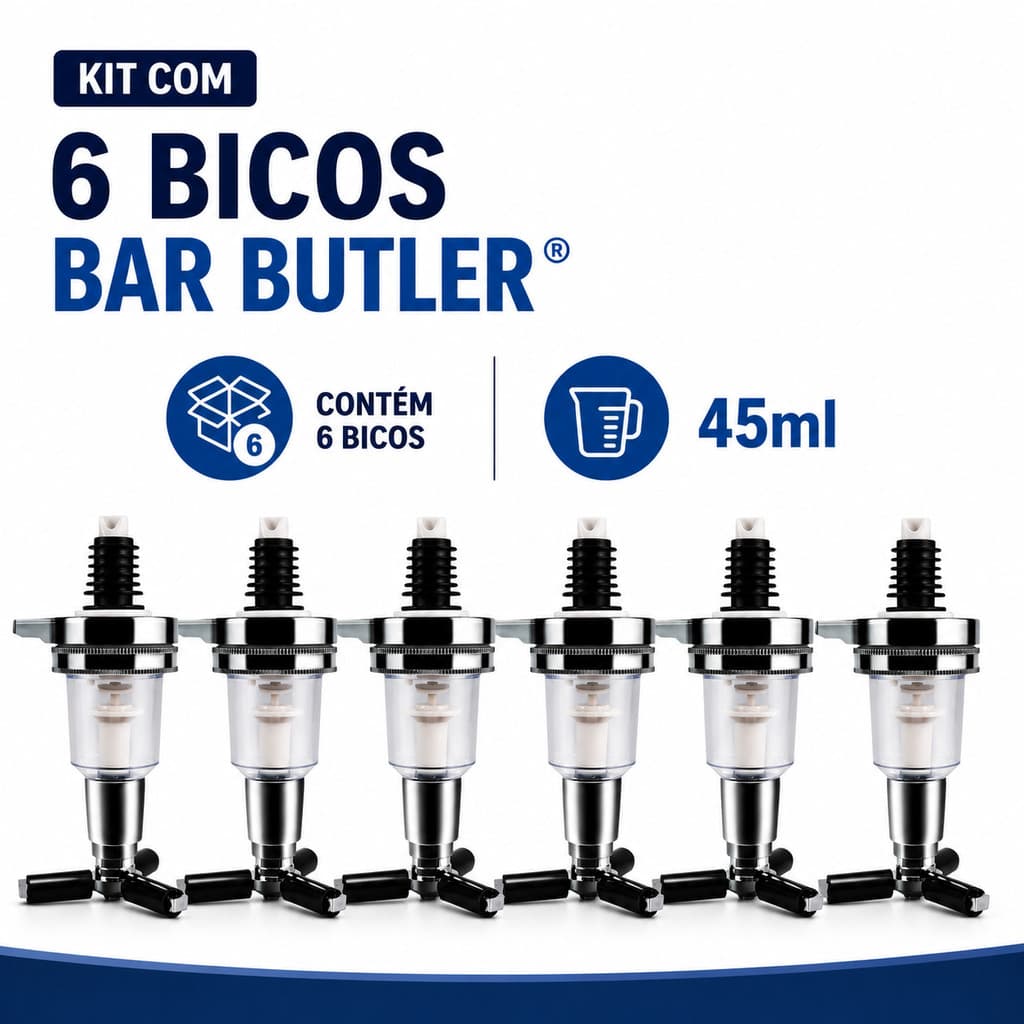 Dosador para Dispenser de Bebidas Bar Butler Bico Reposição 45ml kit com 6