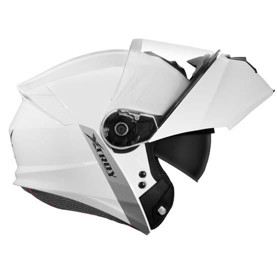 Capacete Escamoteável Modular Articulado Robocop Óculos Solar Interno XTROY Shine Premium Branco