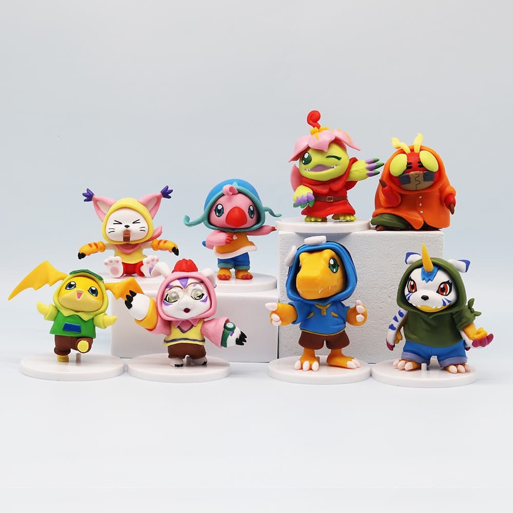 8Pcs/Set Anime Digimon Adventure Obtenha Vestido Agumon Gabumon Piyomon Tentomon Palmon Gomamon Patamon Tailmon Q Versão