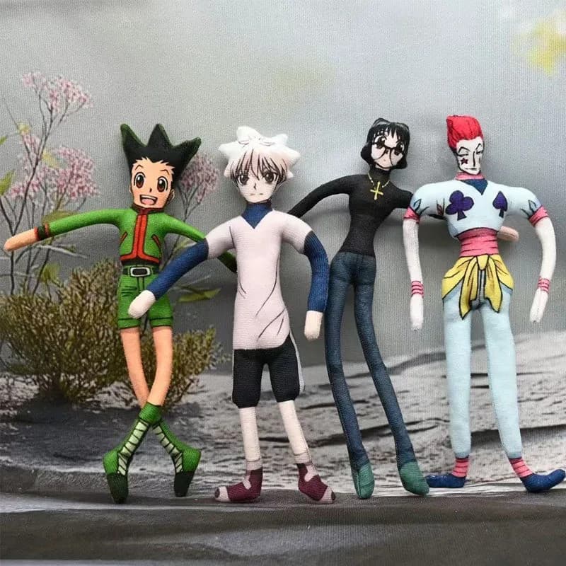 Boneco de Pelúcia Hunter x Hunter Killua Gon Freecss com Fio Interno, Figura de Anime de 28cm, Pelúcia Articulada com Ju