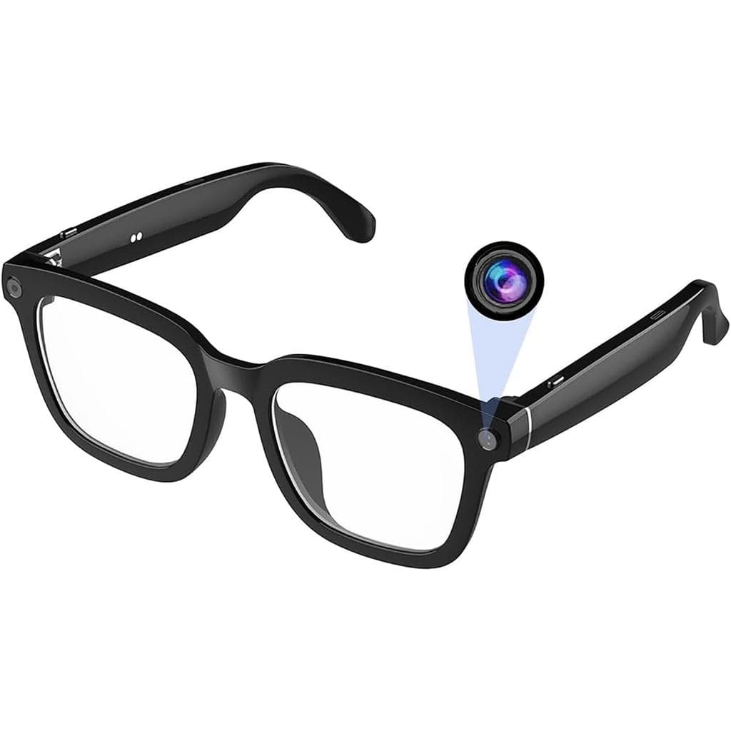 Óculos com Câmera para Vlogging e Computador, Óculos Inteligentes com Filtro de Luz Azul e Gravação em 1080P, Mãos Livre
