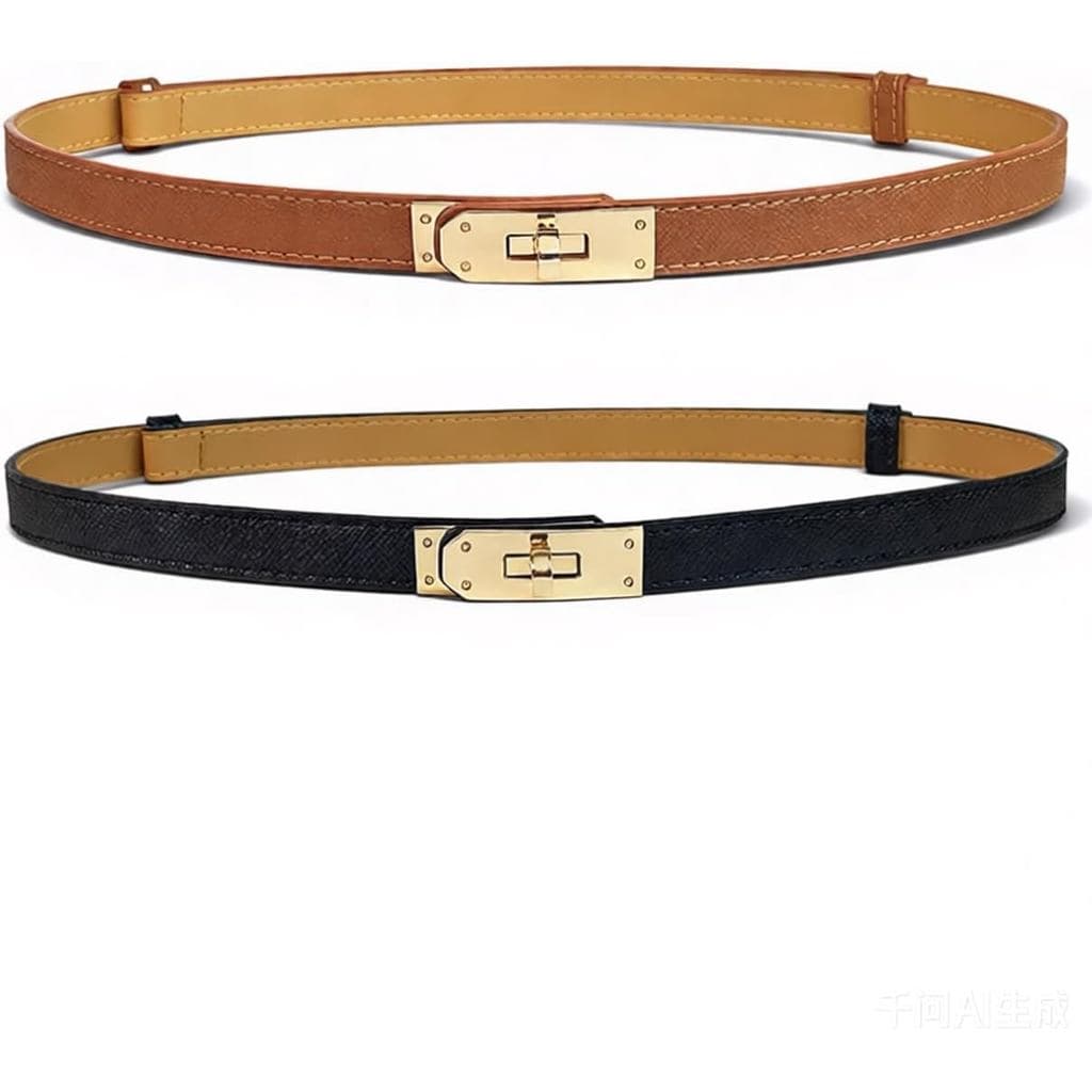 Conjunto de 2 Cintos Finos para Mulheres, Cinto Ajustável para Vestidos, Calças, Jeans e Trajes Casuais de Negócios