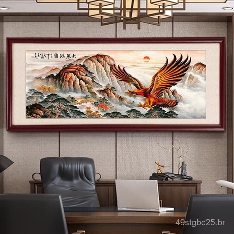 Pintura de paisagem em grande escala para parede de fundo de escritório de empresa, placa de presente auspiciosa para in