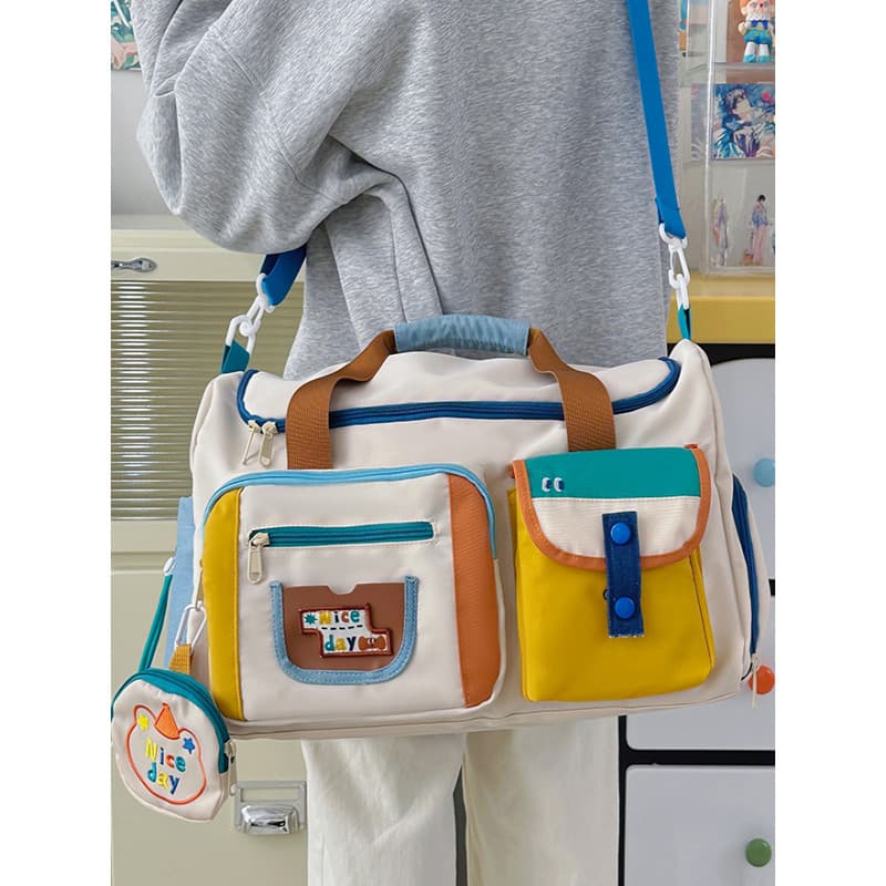 Novo bonito dos desenhos animados saco de viagem feminino estudante High-End sentido classe Commuter bolsa de ombro All-