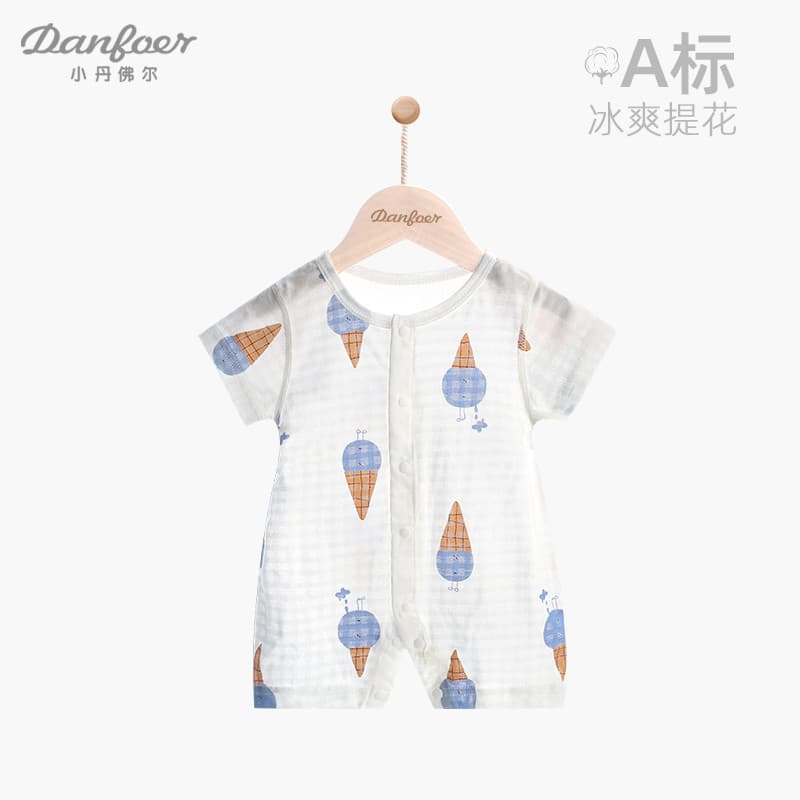 Bebê de manga curta macacão sorvete verão estilo fino masculino feminino bebê moda macacão Modal meia volta malha