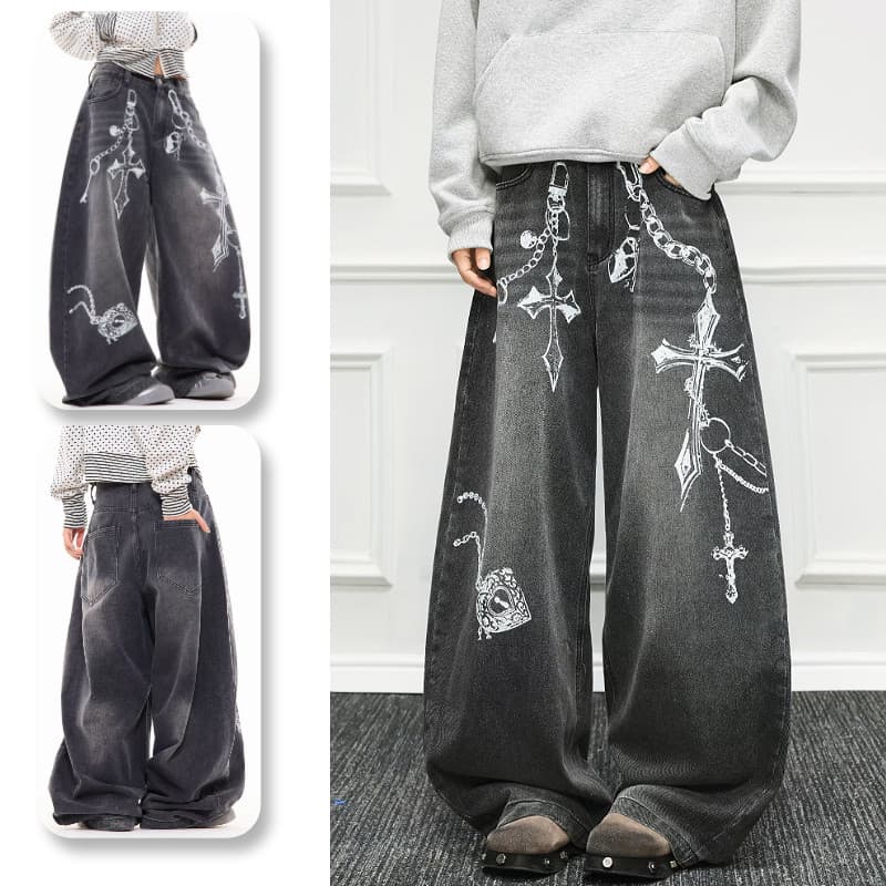 Os Jeans Masculinos Estão Na Moda Com Design Graffiti Adequados Para Todos Gêneros