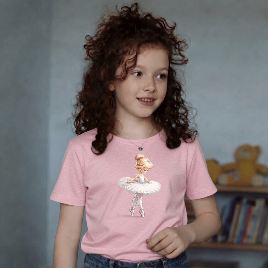 Camiseta Infantil Estampada Criança Bailarina 100% Básica Manga Curta Unissex Masculina e Feminino Básica