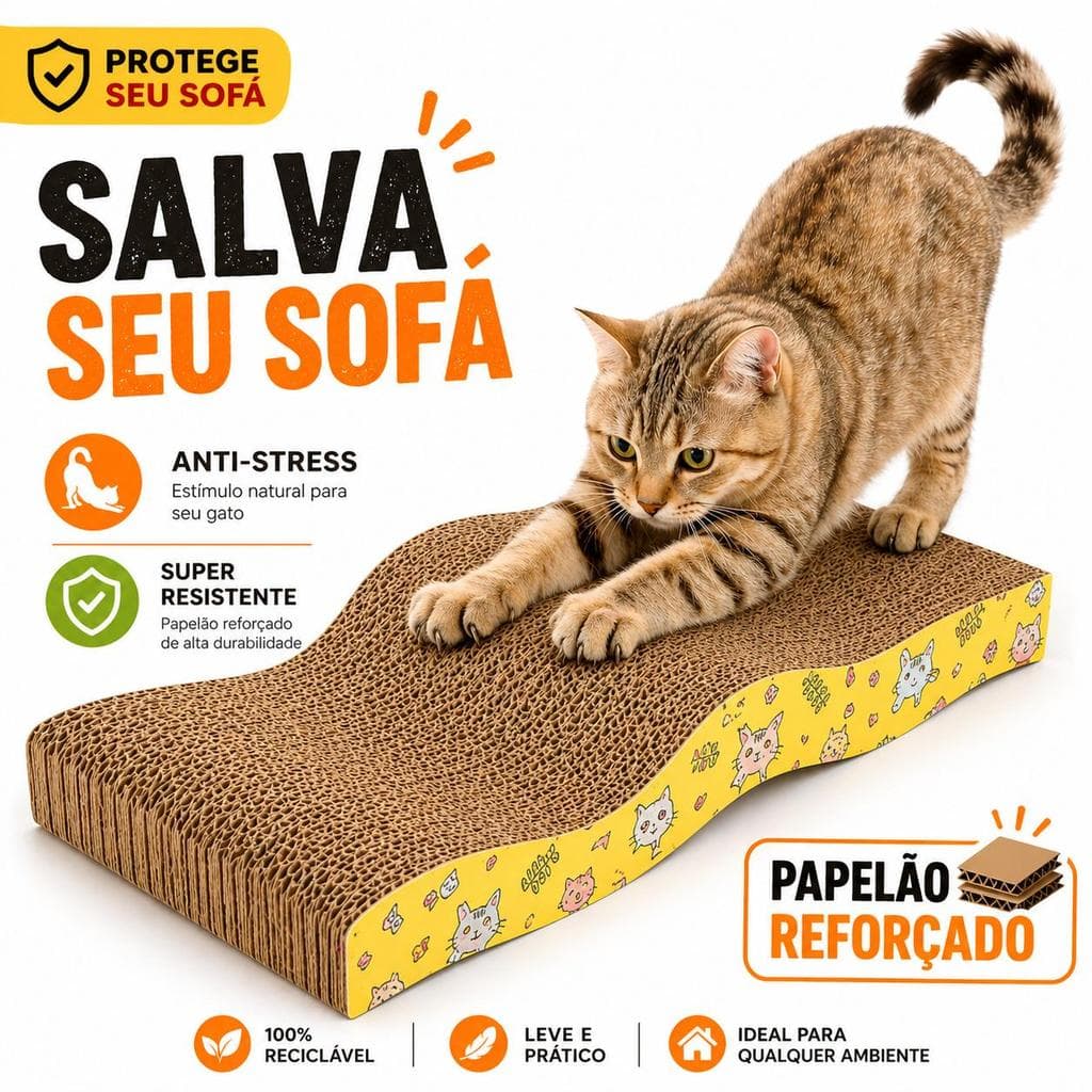 Arranhador para Gatos Papelão Ondulado Reforçado Anti-Stress Protetor de Sofá Móveis Pet